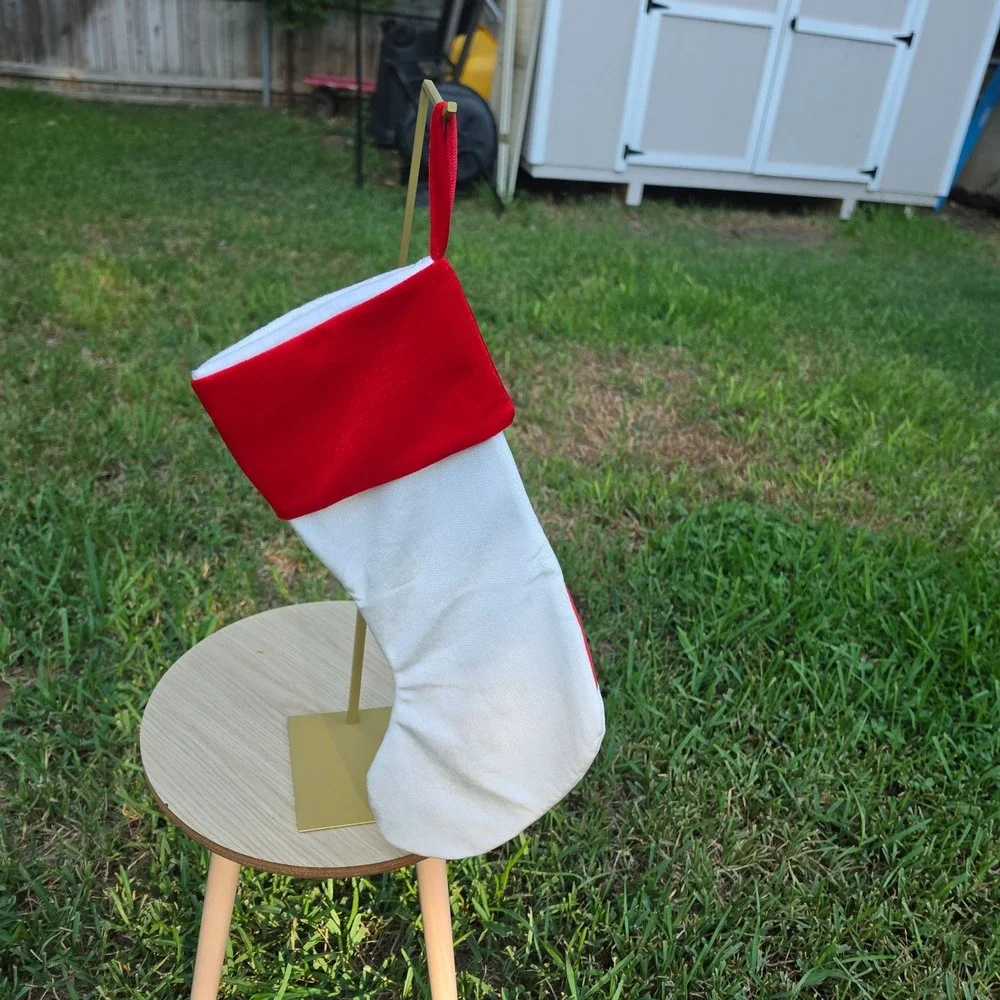 Red and White Felt Peppermint Swirl Christmas Stocking Candy Cane Design